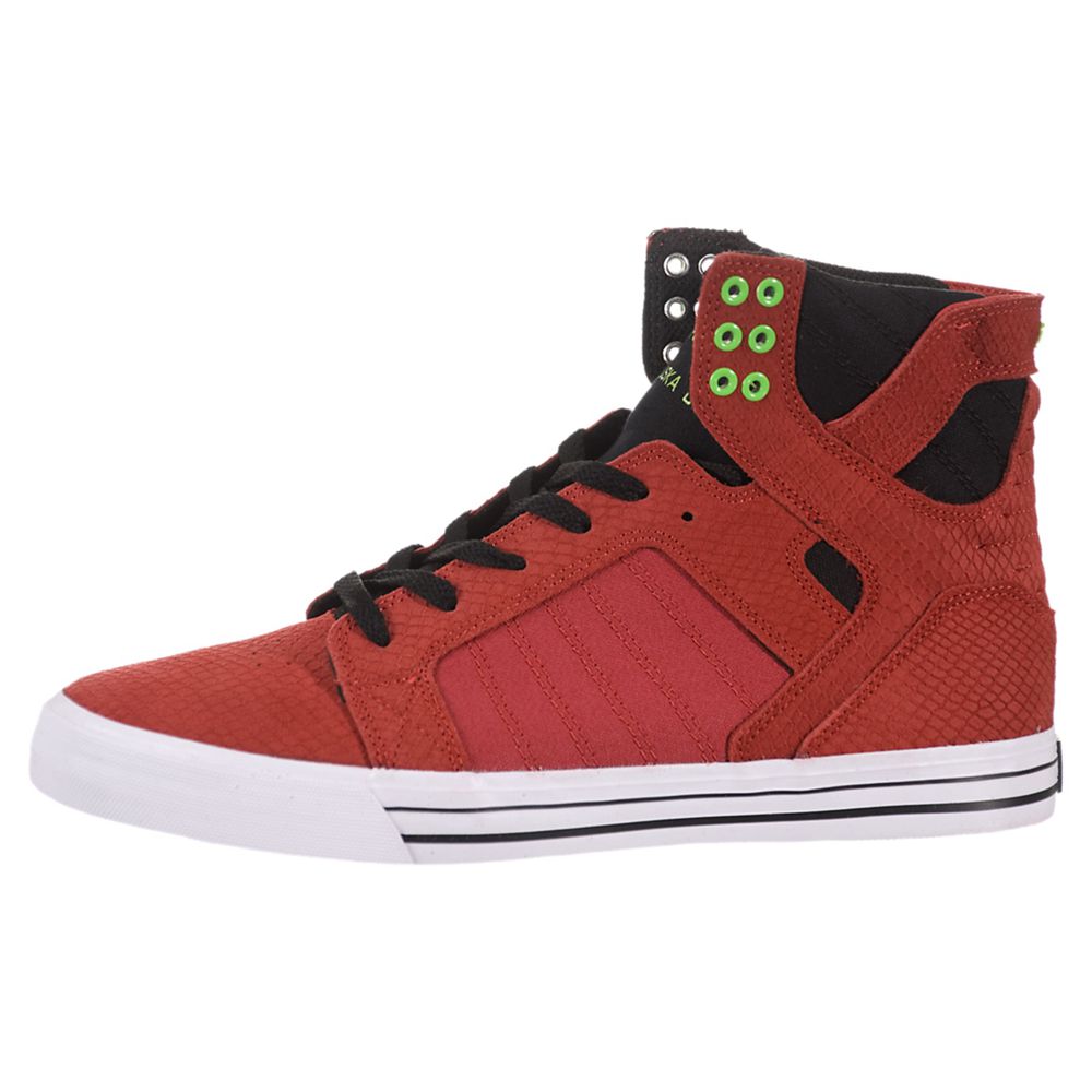 Baskets Montantes Supra SkyTop Rouge Red/Black/Lime-White Homme | QEB-57162802